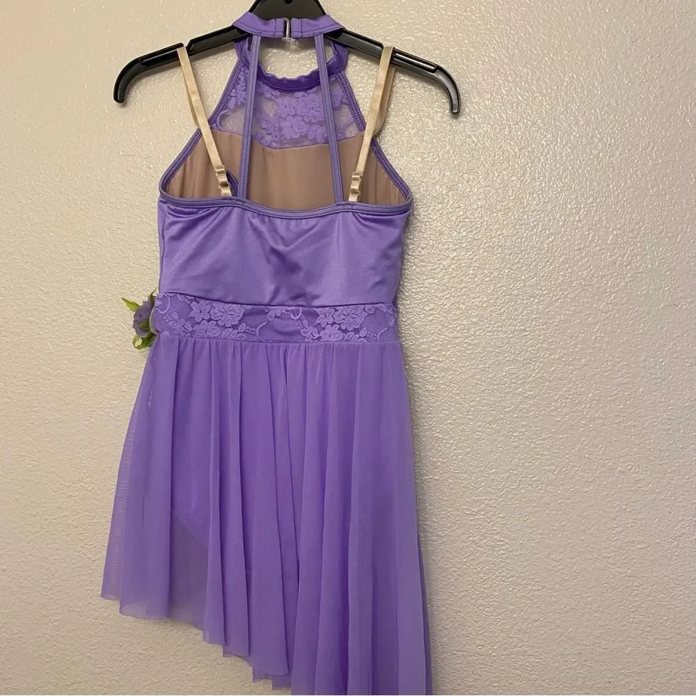 WEISSMAN Dance costume lavender purple dress DANCING ON MY OWN 12136 MC 10/12